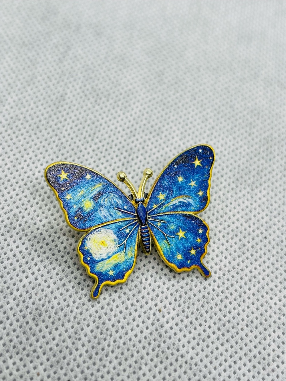 Blue Starry Butterfly Enamel Pin Brooch